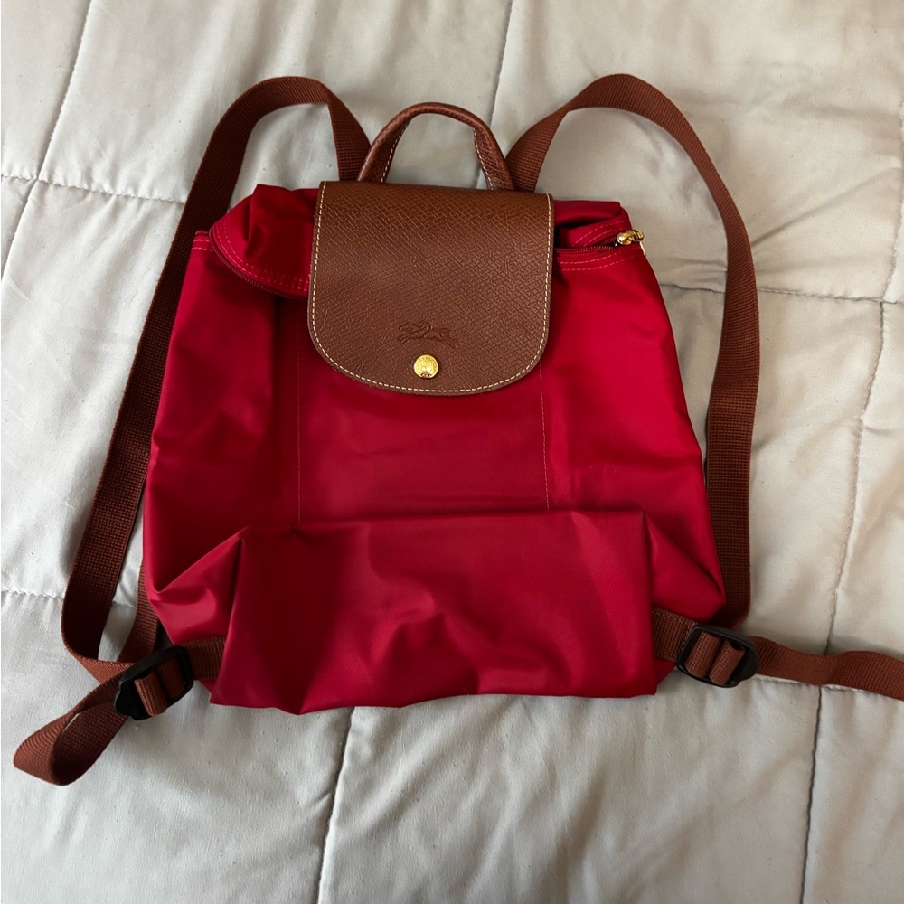 Red and Brown longchamp Women's Backpack